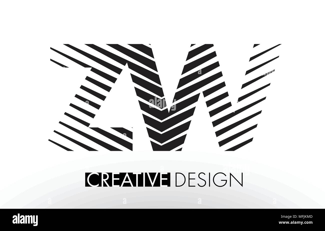 ZW Z W Lines Letter Design with Creative Elegant Zebra Vector ...