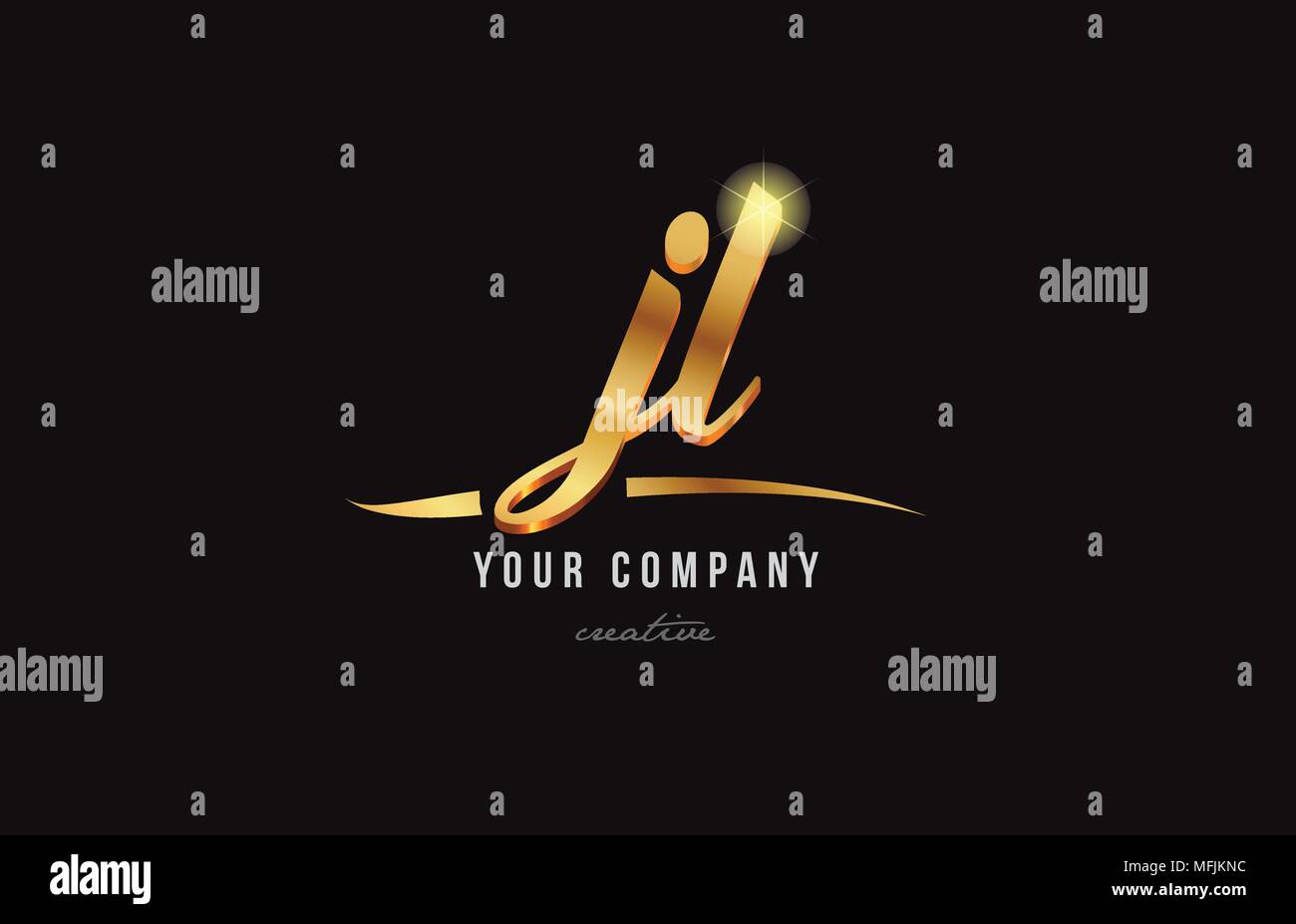 gold golden alphabet letter jl j l logo combination design suitable for a company or business Stock Vector