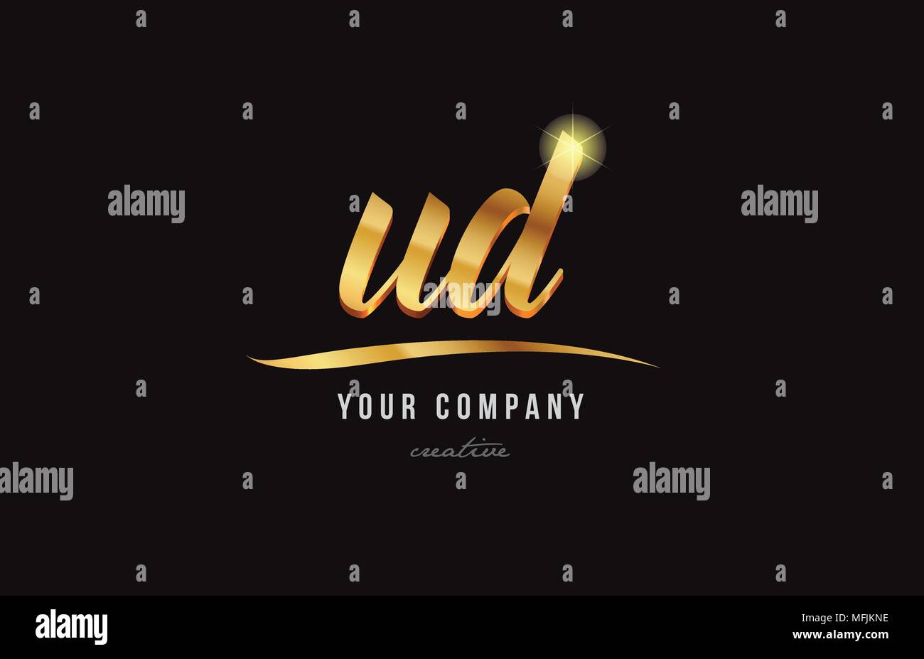 gold golden alphabet letter ud u d logo combination design suitable for a company or business Stock Vector