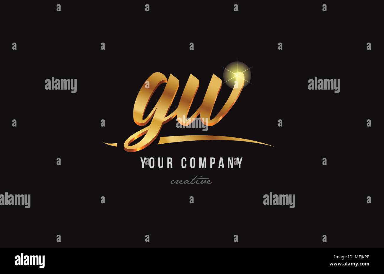 gold golden alphabet letter gw g w logo combination design suitable for ...
