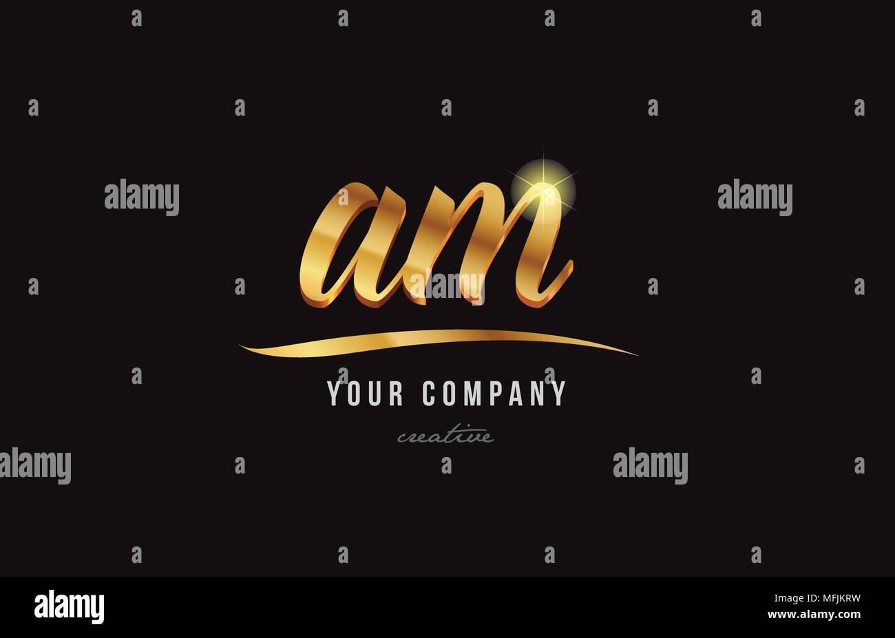 gold golden alphabet letter am a m logo combination design suitable for ...