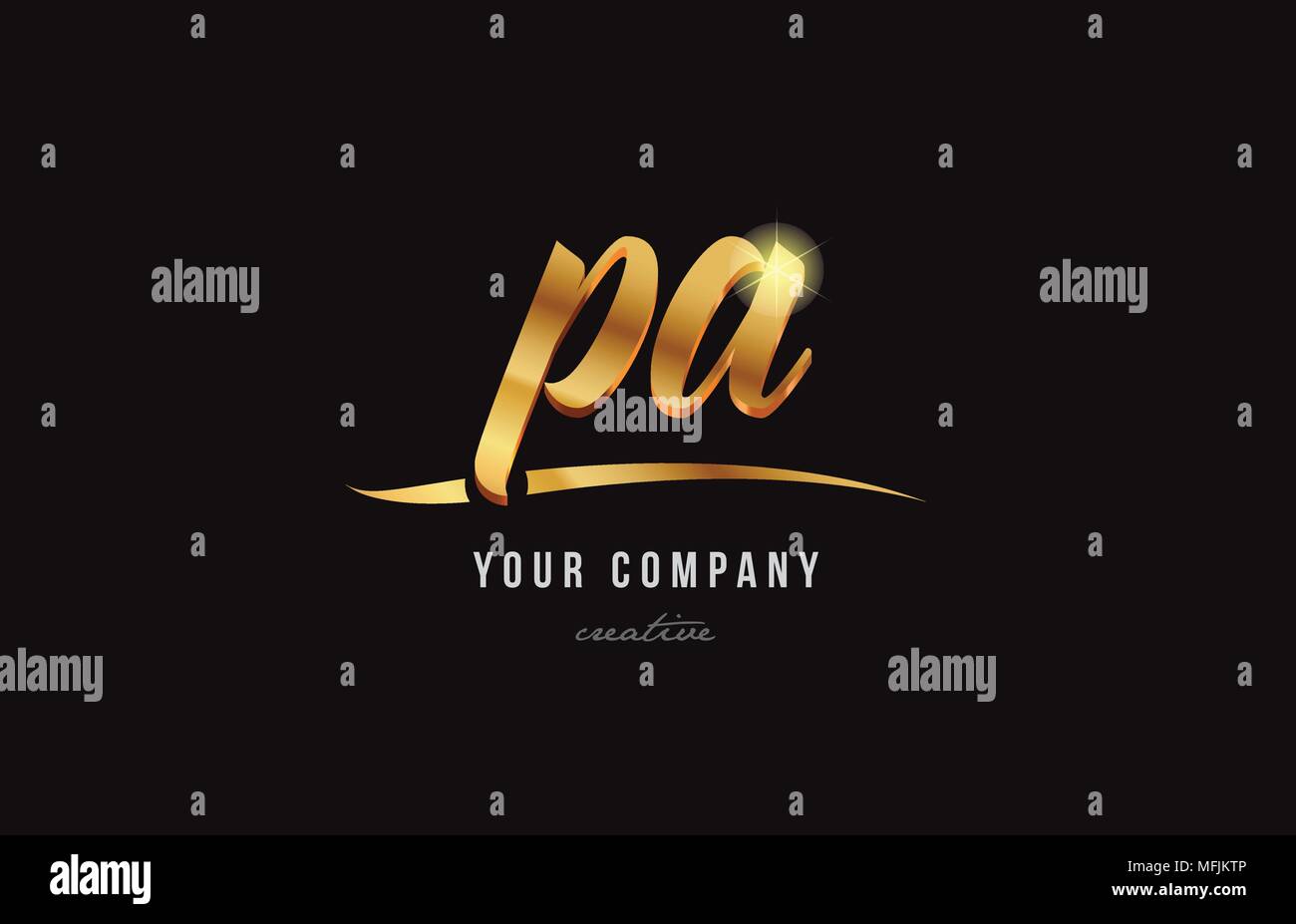 gold golden alphabet letter pa p a logo combination design suitable for ...