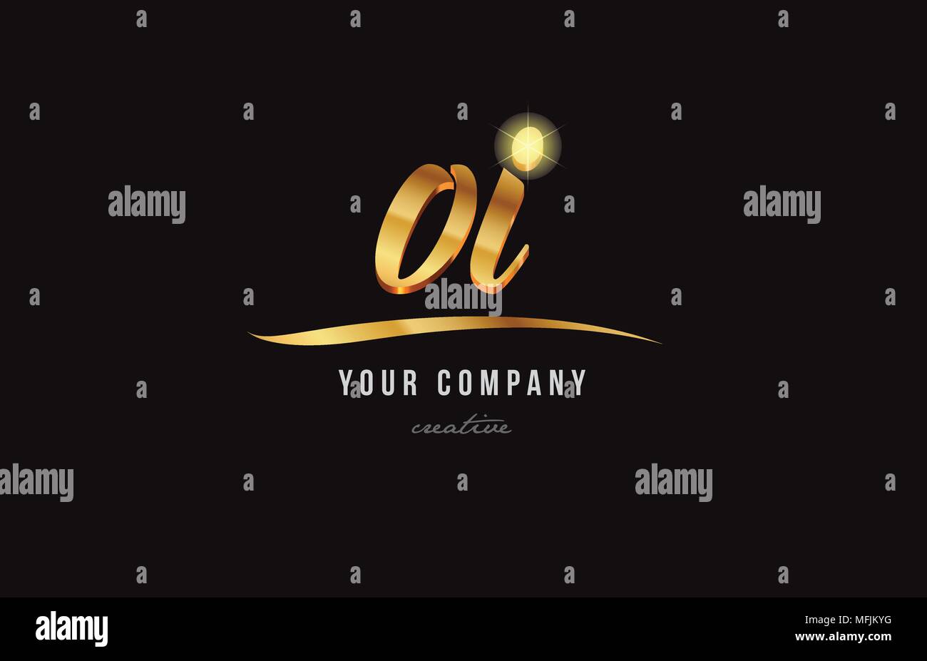 Gold Golden Alphabet Letter Oi O I Logo Combination Design Suitable For A Company Or Business Stock Vector Image Art Alamy
