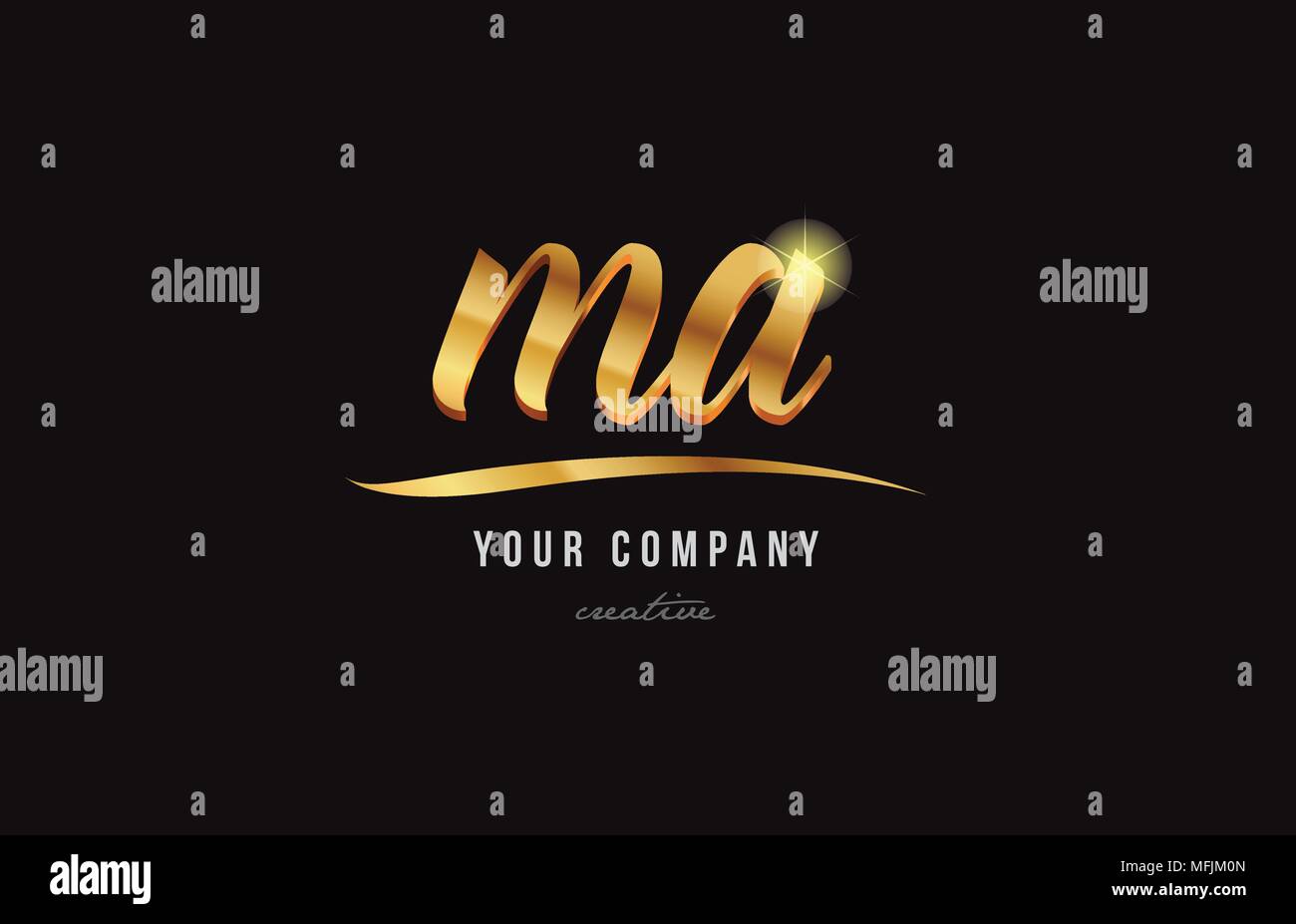 gold golden alphabet letter ma m a logo combination design suitable for ...