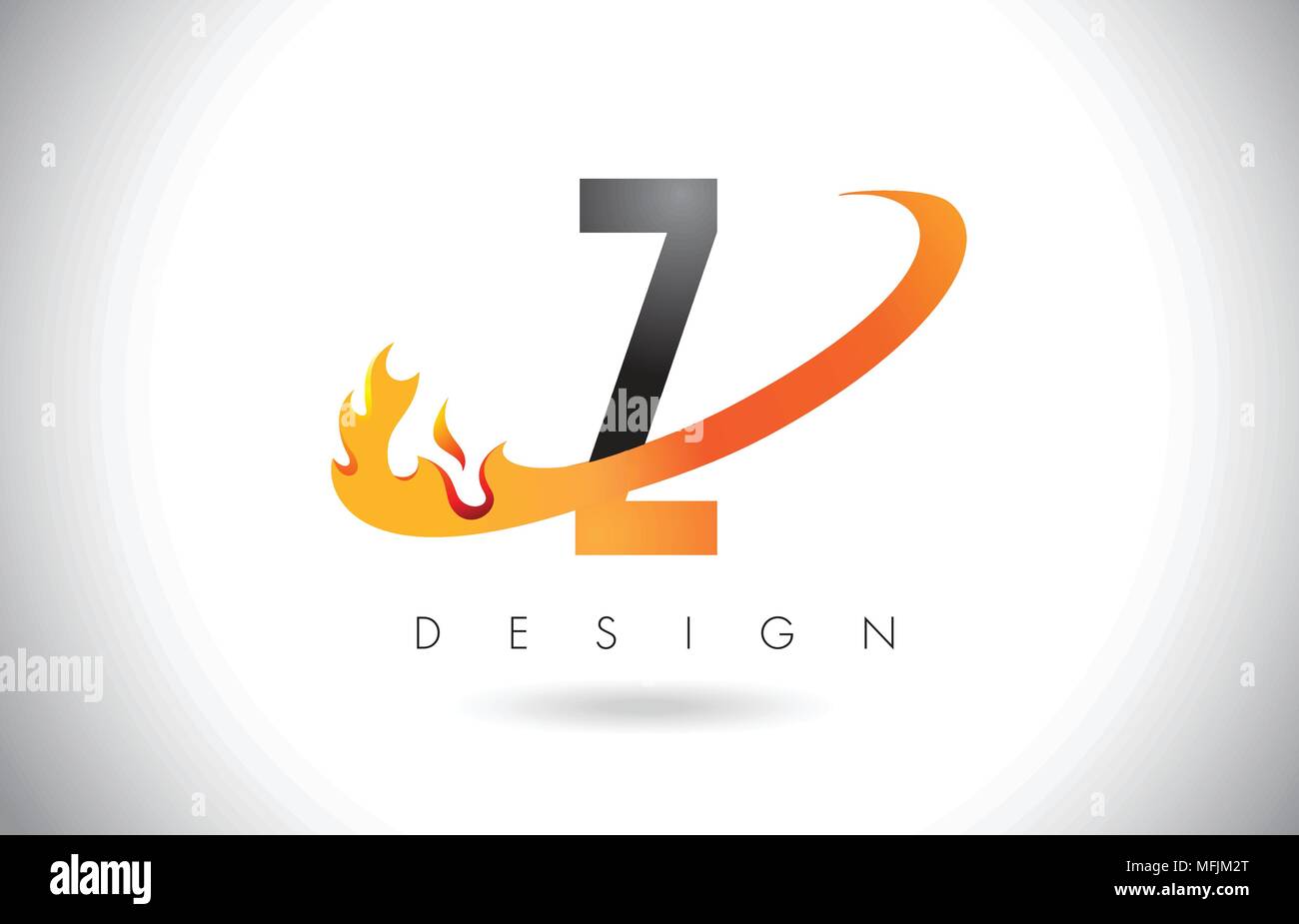 Z Letter Logo Design with Fire Flames and Orange Swoosh Vector ...