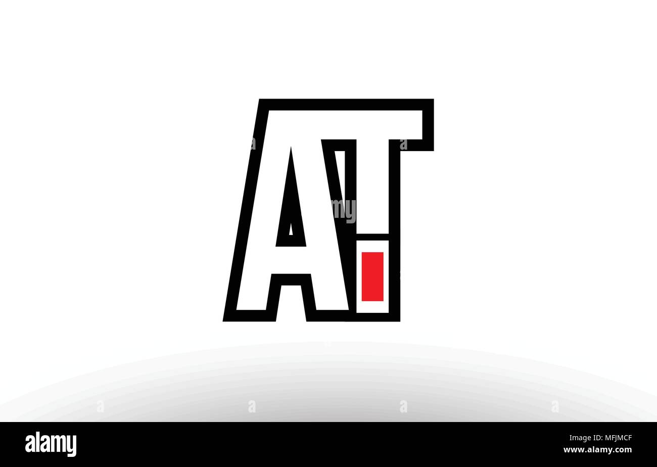 black and white alphabet letter at a t logo combination design suitable ...
