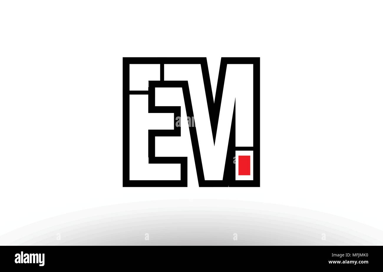 black and white alphabet letter em e m logo combination design suitable ...