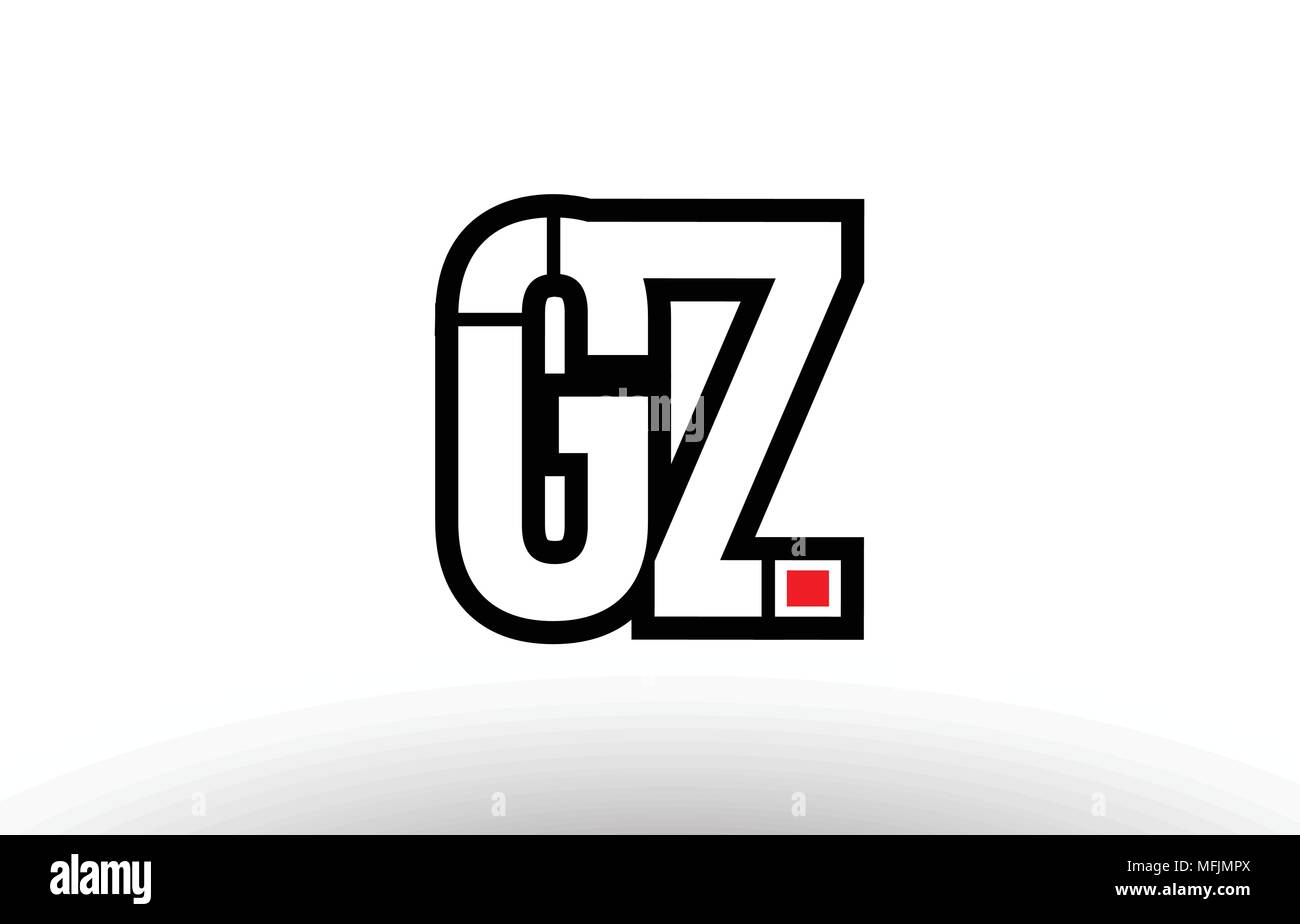 black and white alphabet letter gz g z logo combination design suitable for a company or business Stock Vector