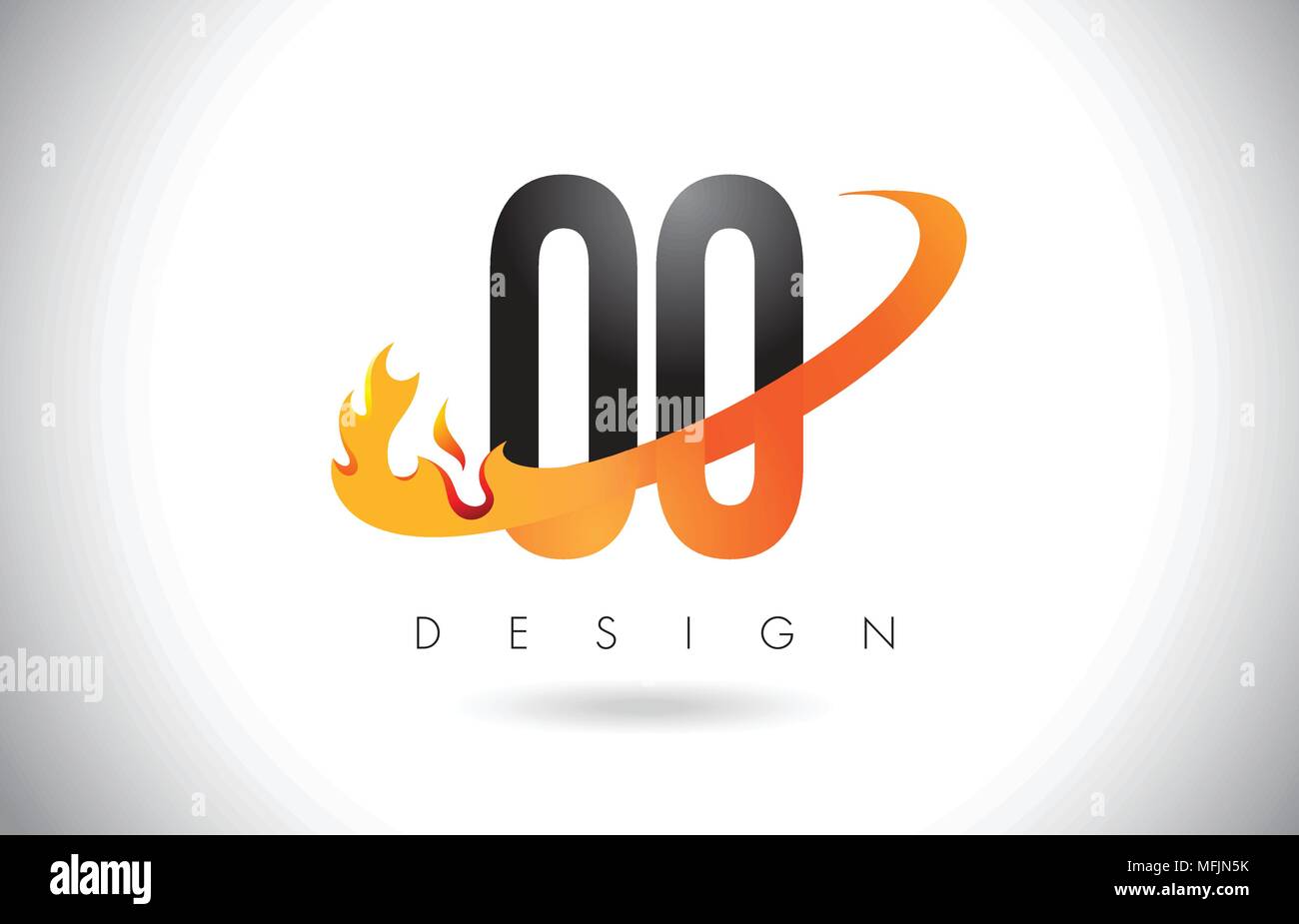 OO O Letter Logo Design with Fire Flames and Orange Swoosh Vector ...
