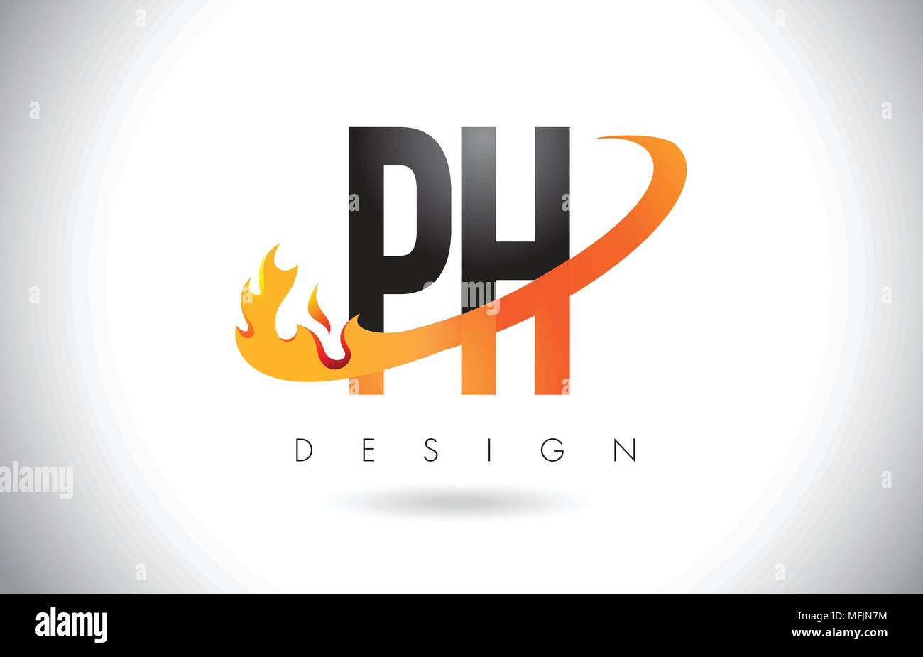 PH P H Letter Logo Design with Fire Flames and Orange Swoosh Vector  Illustration Stock Vector Image & Art - Alamy