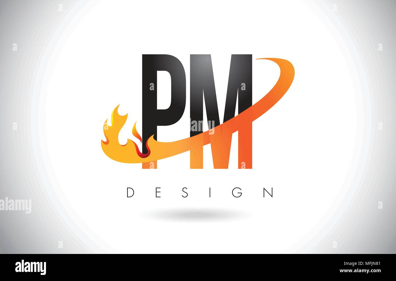 PM P L Letter Logo Design with Fire Flames and Orange Swoosh Vector  Illustration Stock Vector Image & Art - Alamy