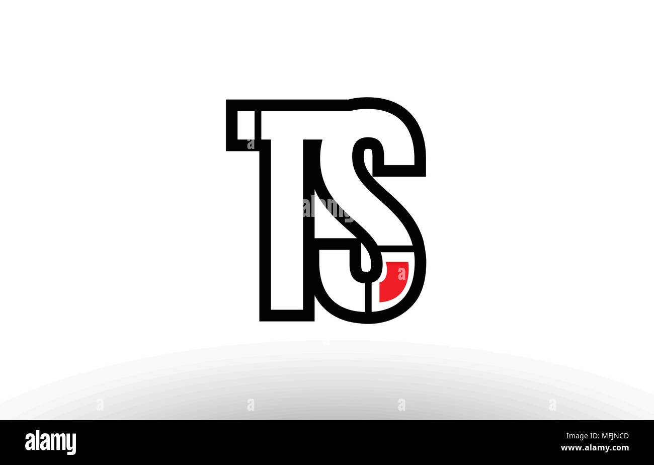 black and white alphabet letter ts t s logo combination design suitable ...