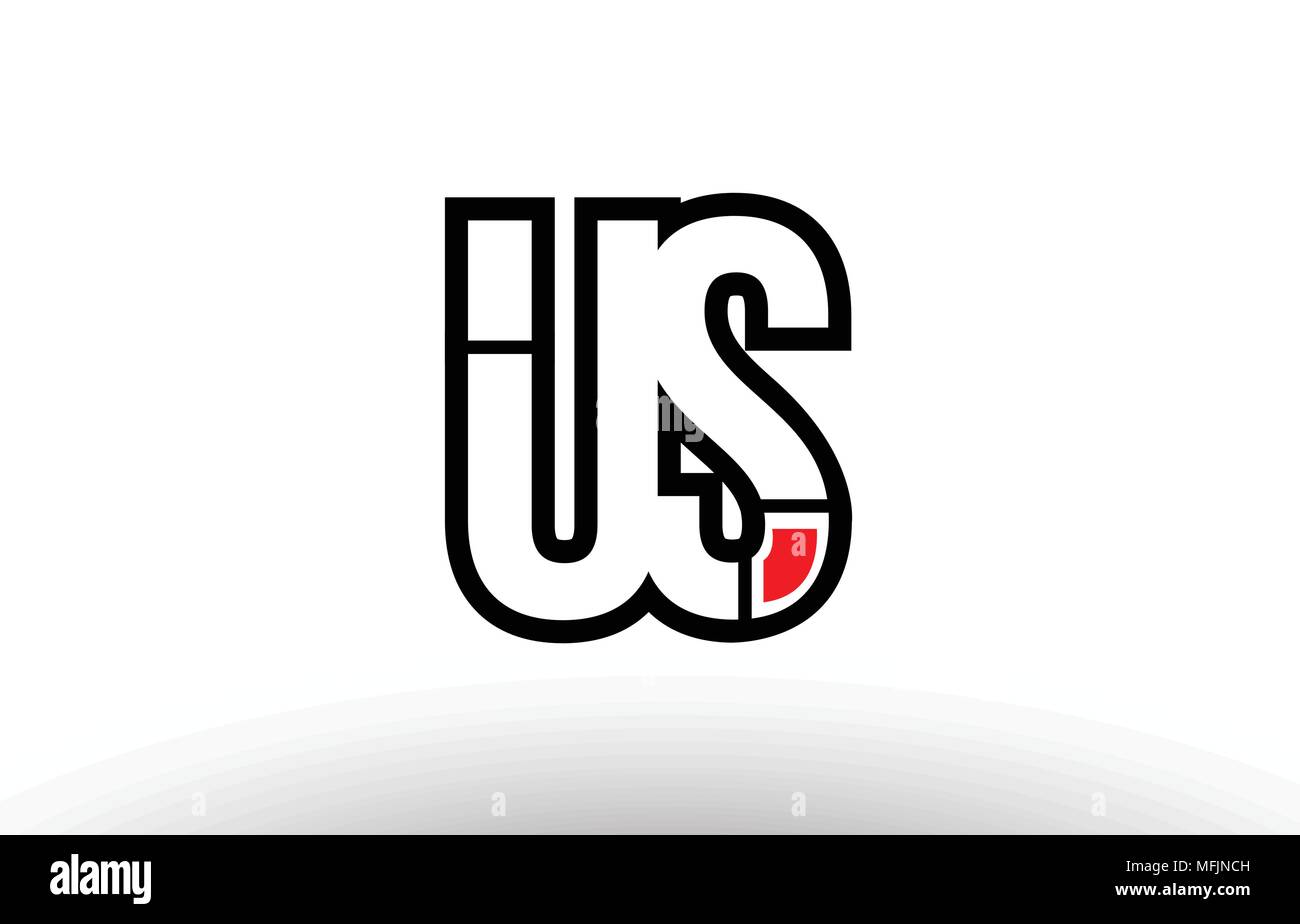 Black And White Alphabet Letter Us U S Logo Combination Design