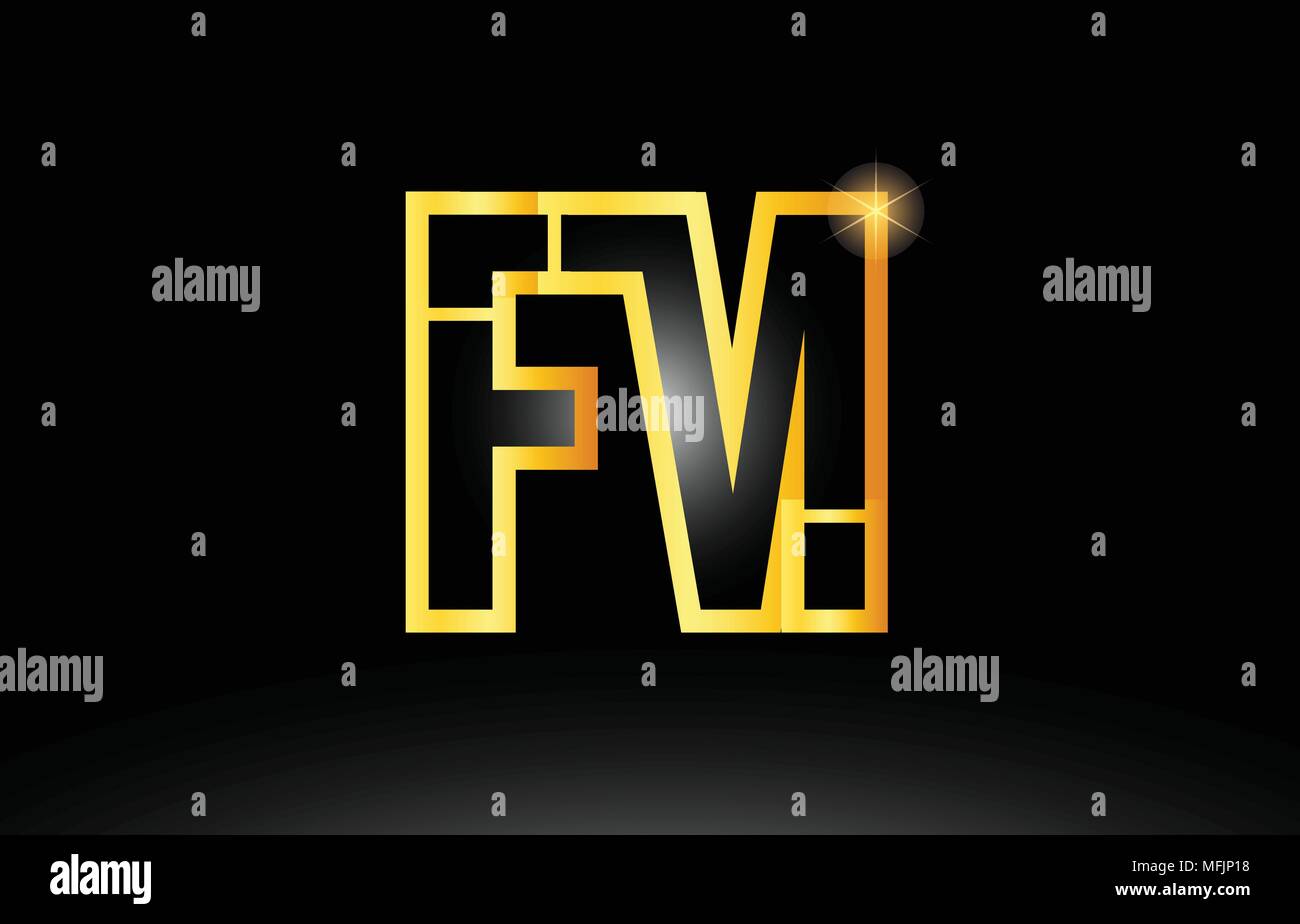 gold black alphabet letter fm f m logo combination design suitable for a company or business Stock Vector