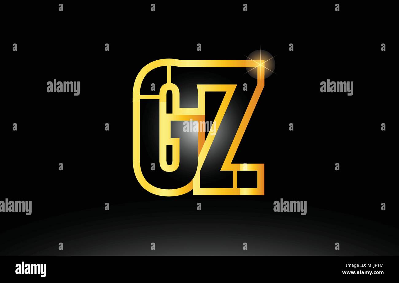 gold black alphabet letter gz g z logo combination design suitable for a company or business Stock Vector