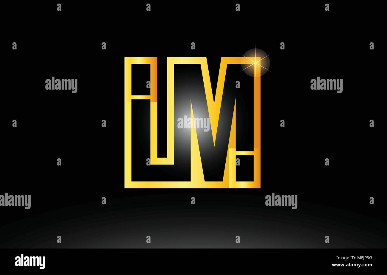 gold black alphabet letter lm l m logo combination design suitable for ...