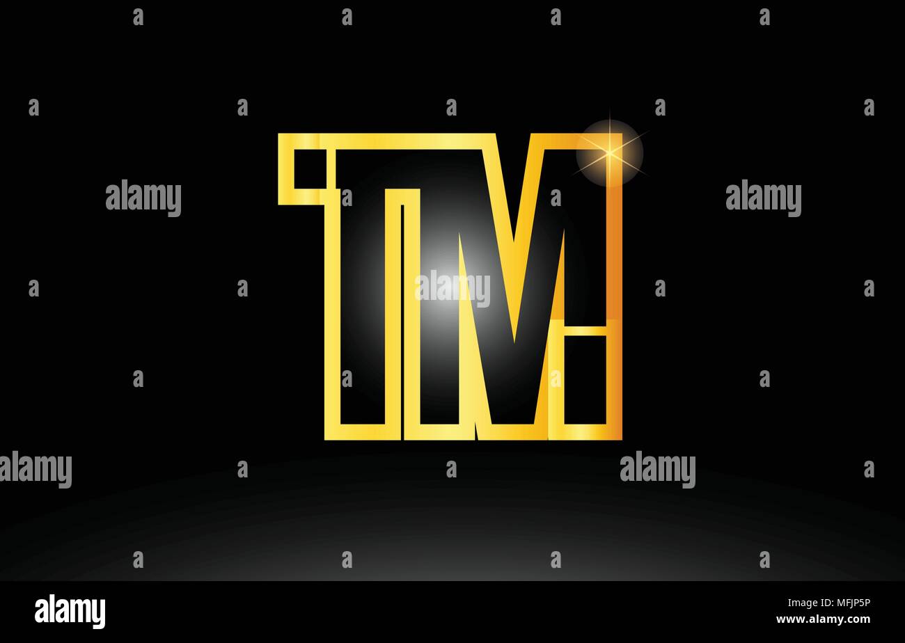 gold black alphabet letter tm t m logo combination design suitable for a company or business Stock Vector