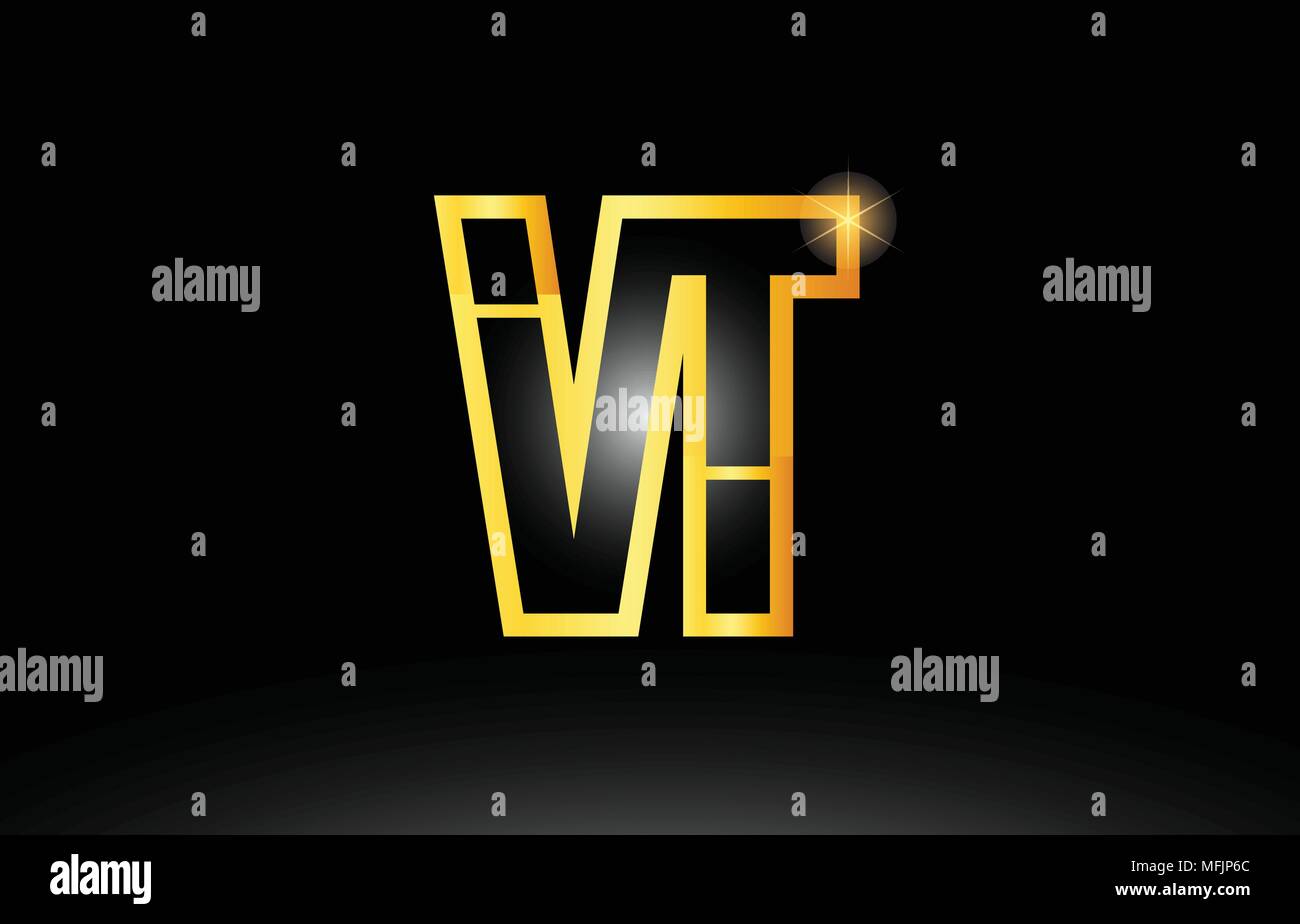 gold black alphabet letter vt v t logo combination design suitable for a company or business Stock Vector