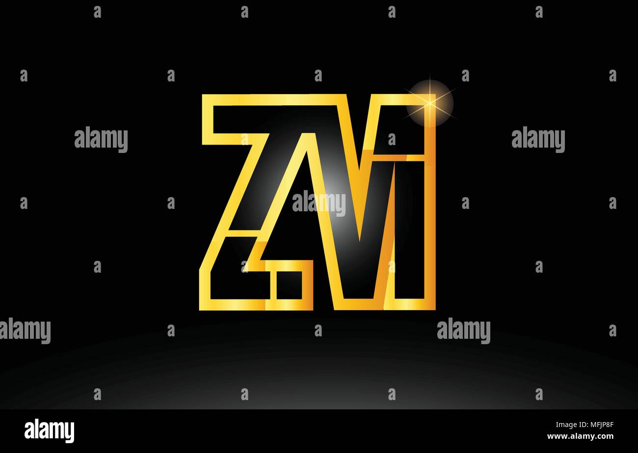 gold black alphabet letter zm z m logo combination design suitable for a company or business Stock Vector