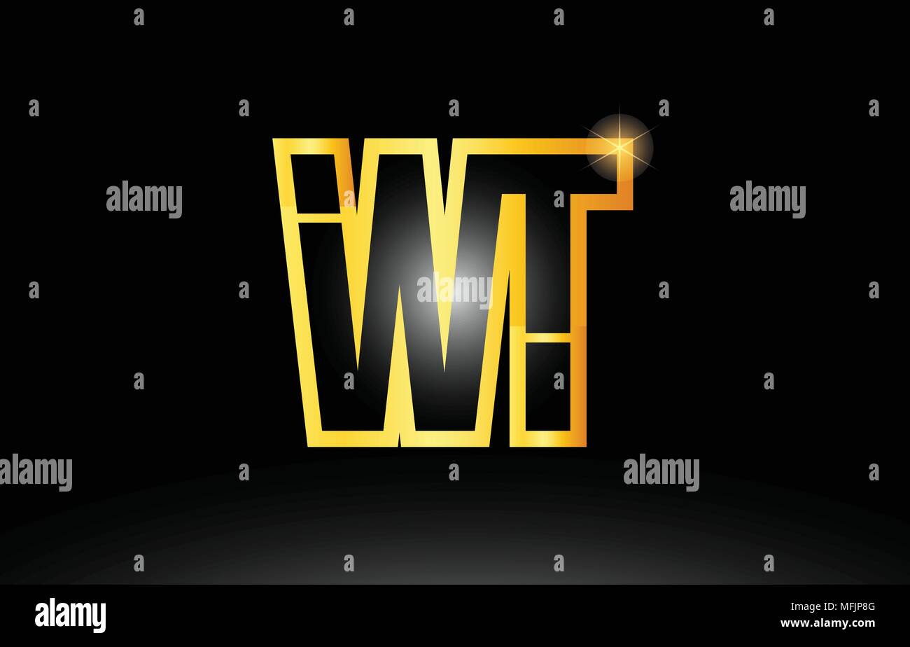 gold black alphabet letter wt w t logo combination design suitable for a company or business Stock Vector