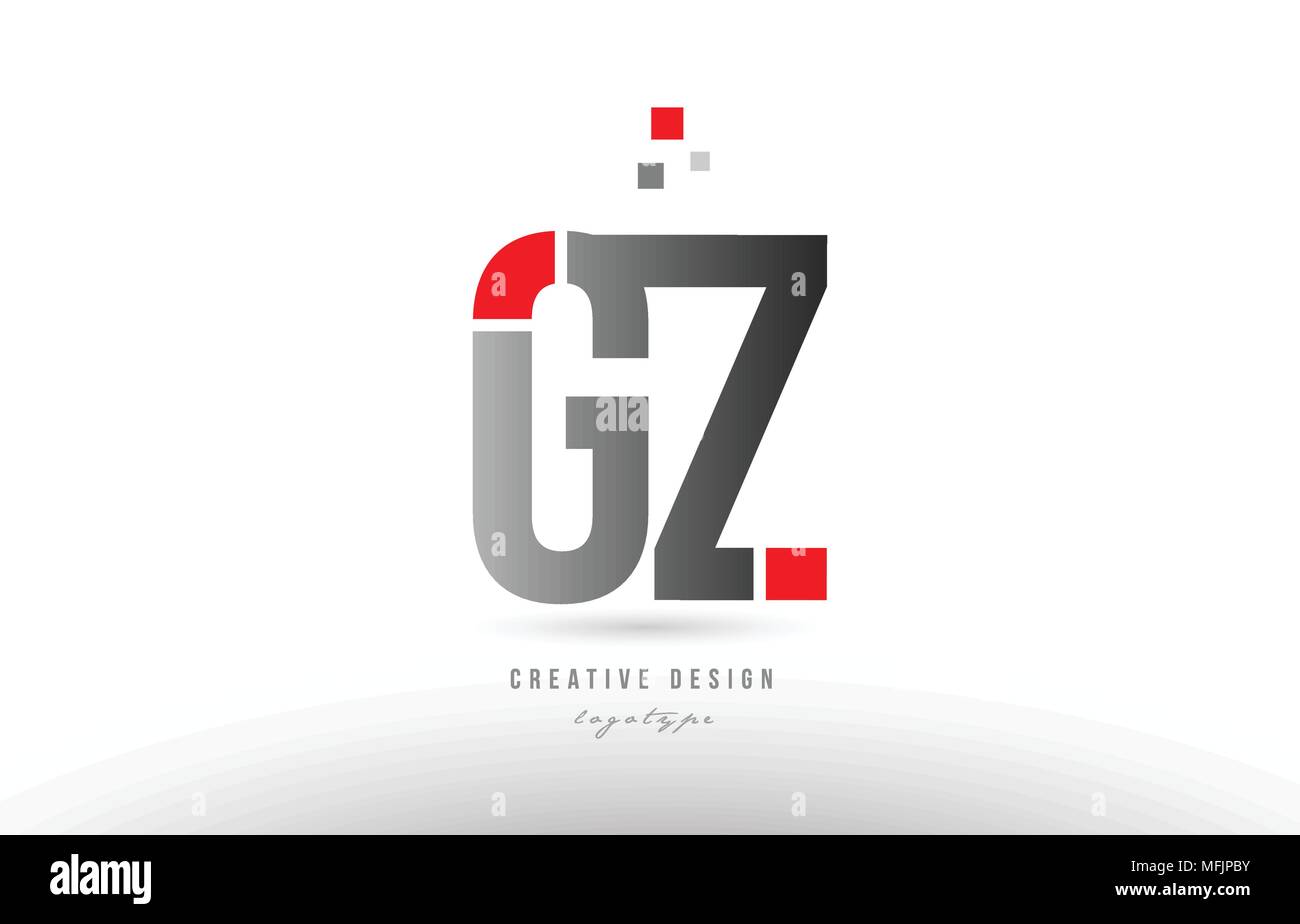 red grey alphabet letter gz g z logo combination design suitable for a company or business Stock Vector