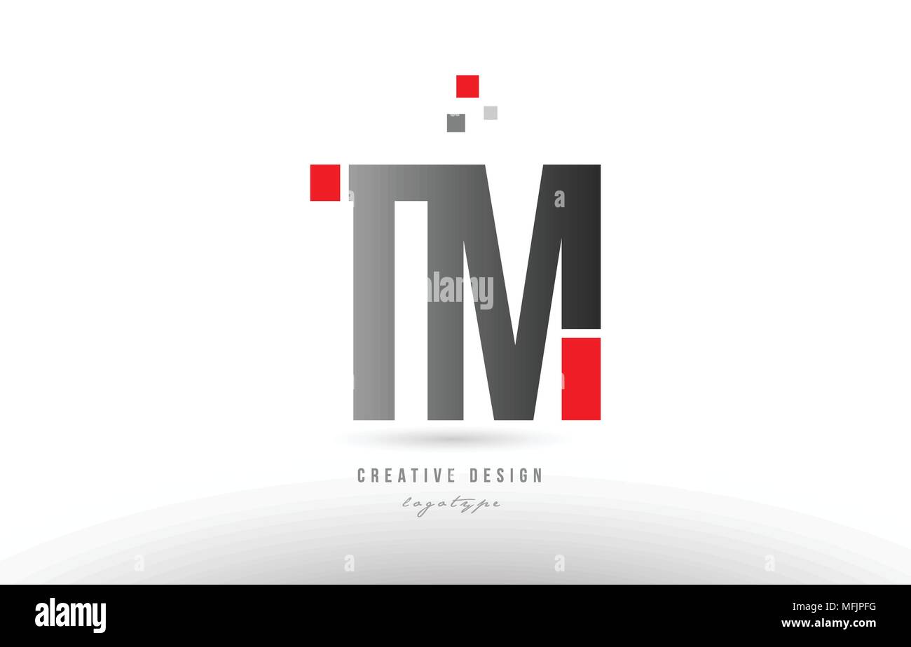 red grey alphabet letter tm t m logo combination design suitable for a company or business Stock Vector