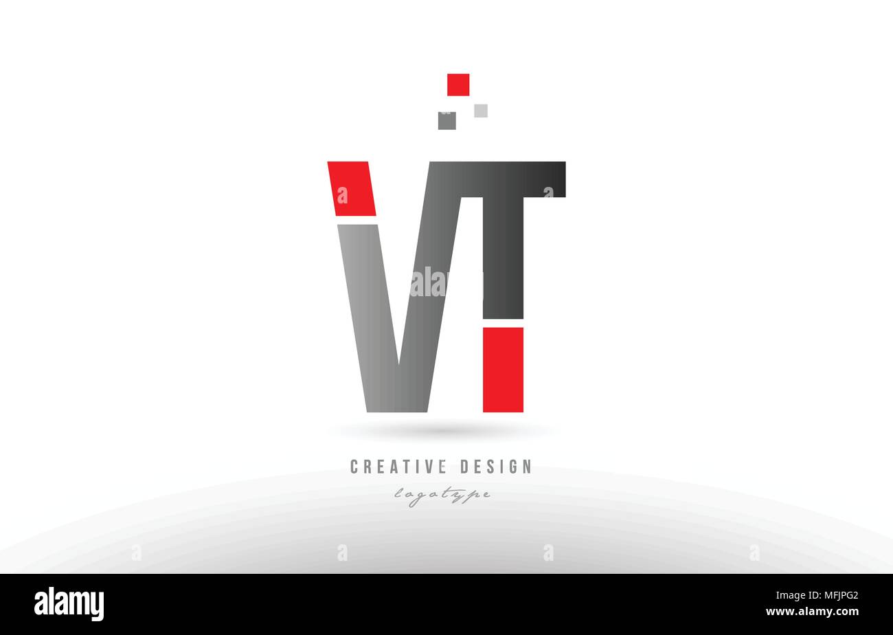 red grey alphabet letter vt v t logo combination design suitable for a company or business Stock Vector