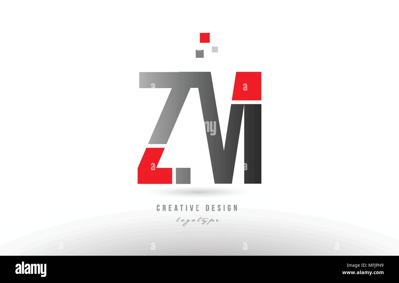 red grey alphabet letter zm z m logo combination design suitable for a company or business Stock Vector