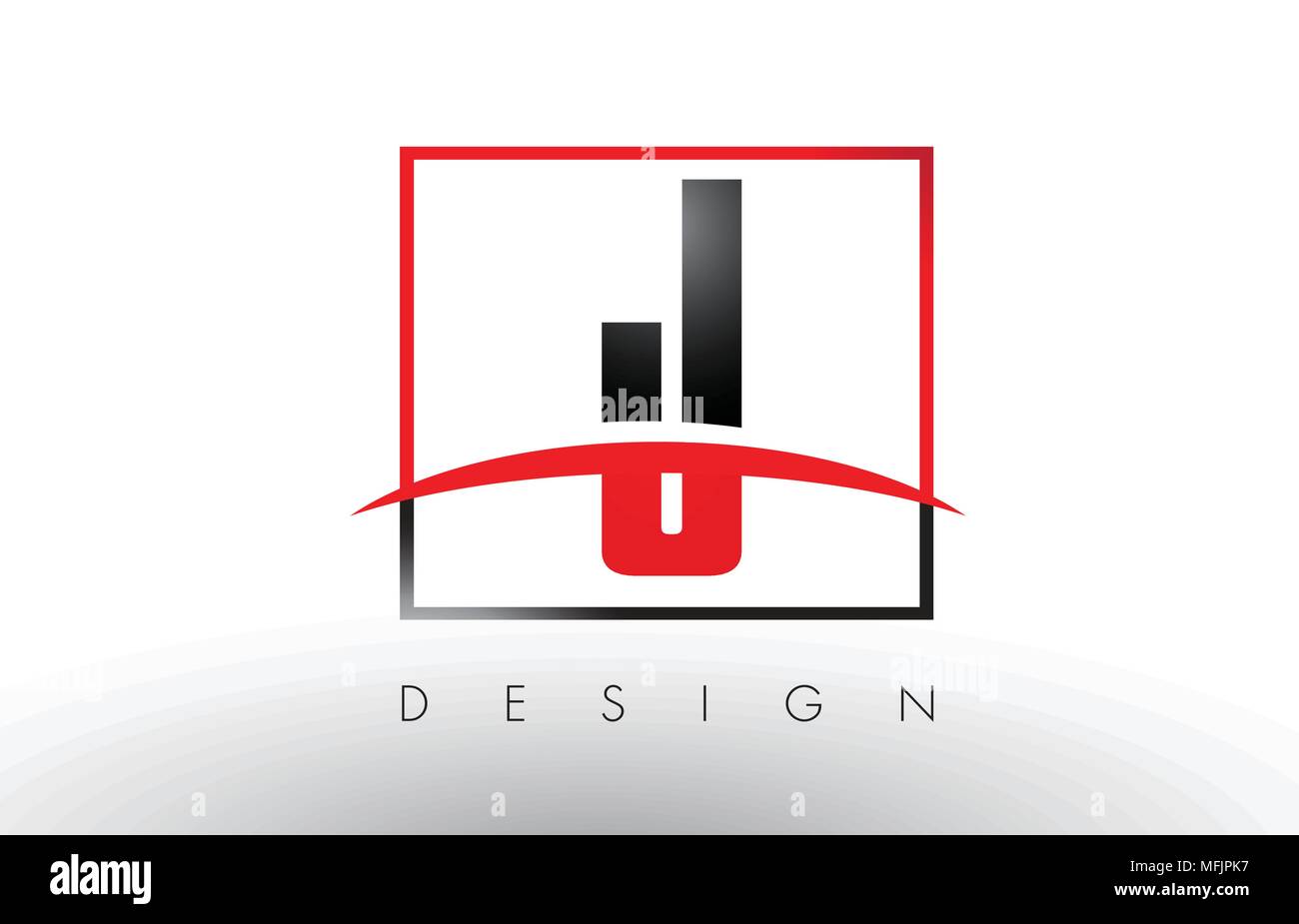 J Logo Letters with Red and Black Colors and Swoosh. Creative Letter ...