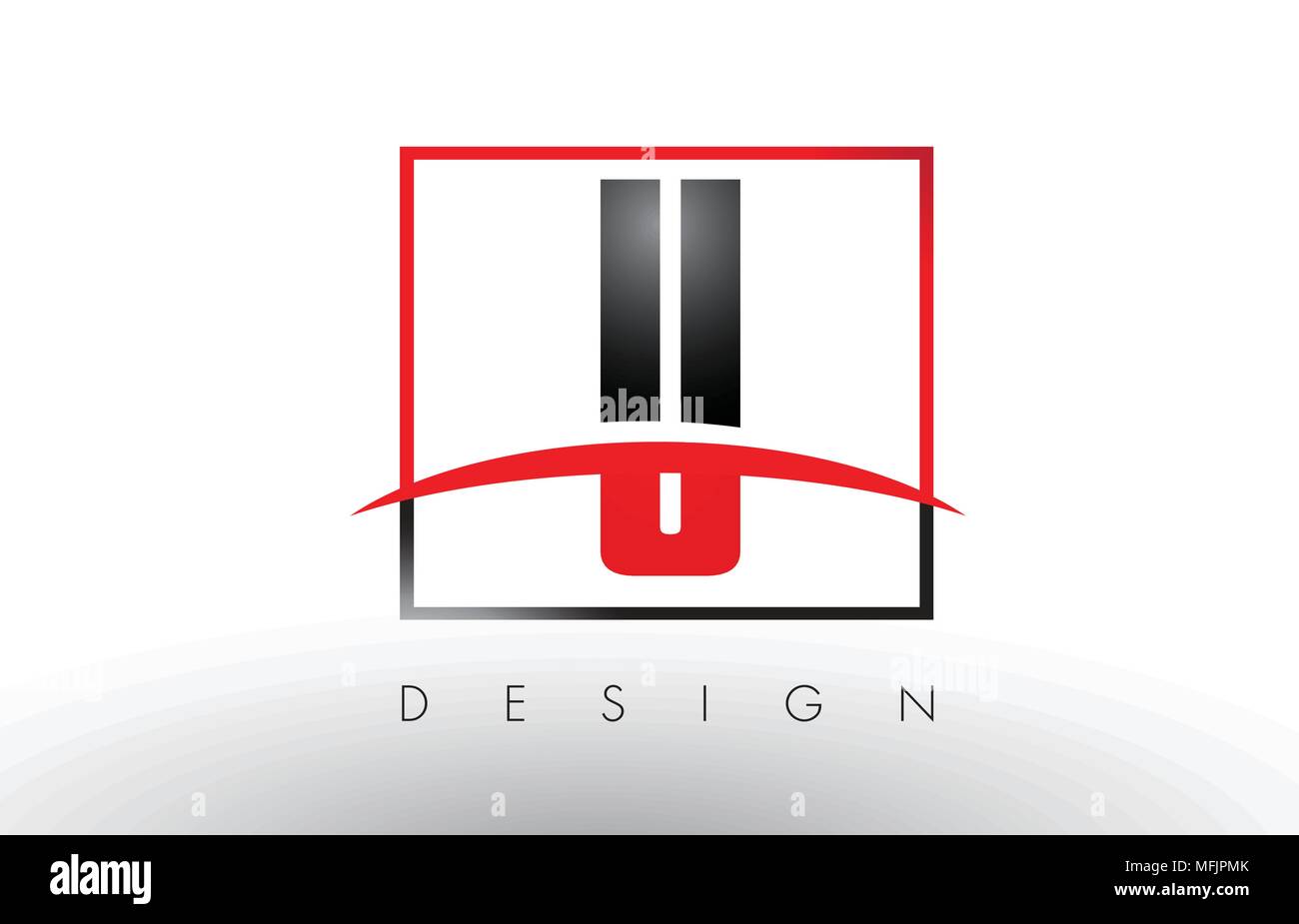U Logo Letters with Red and Black Colors and Swoosh. Creative Letter ...