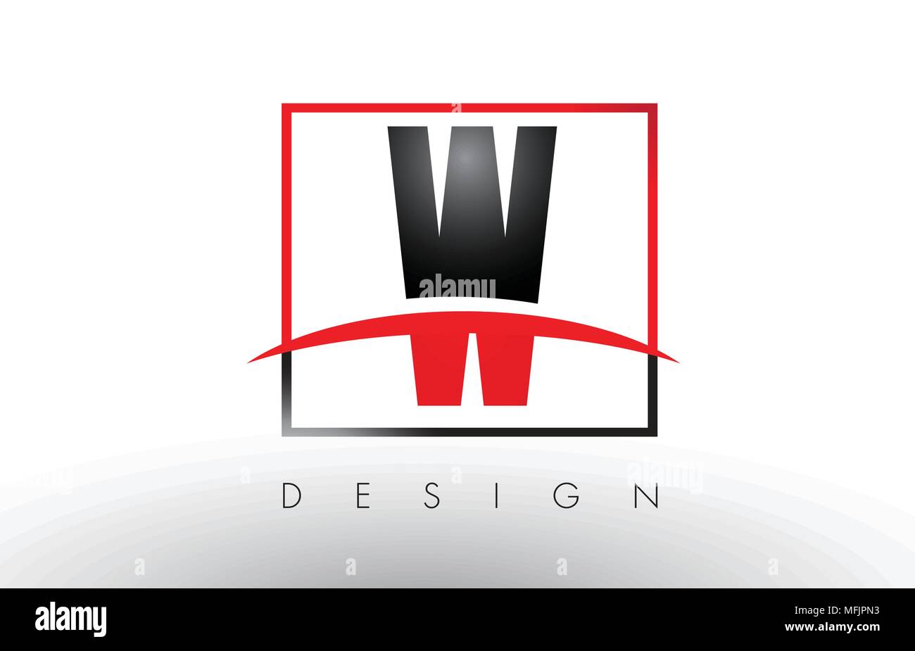 W Logo Letters with Red and Black Colors and Swoosh. Creative Letter ...
