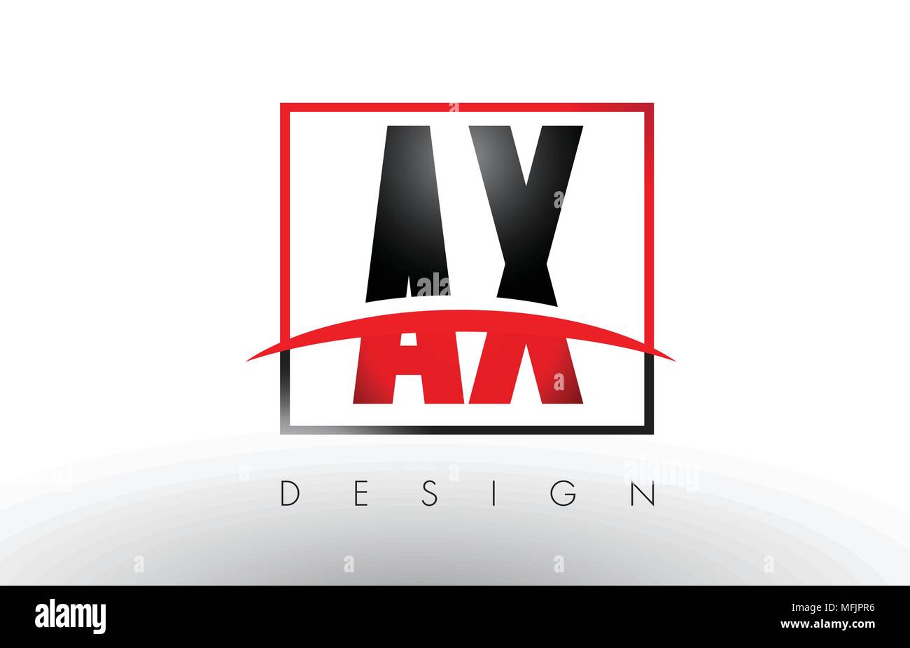 AX A X Logo Letters with Red and Black Colors and Swoosh. Creative Letter Design Vector. Stock Vector