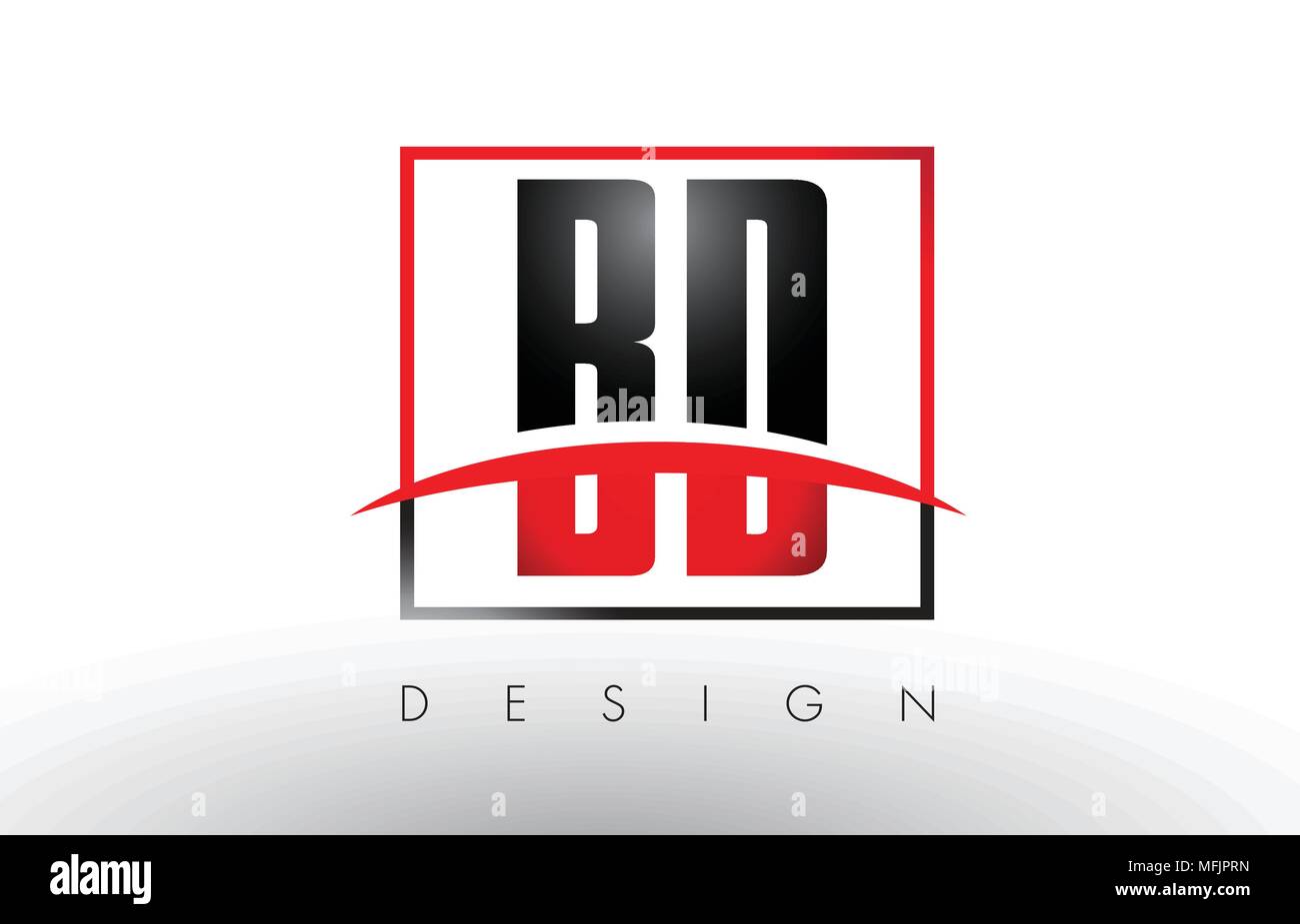 BD B D Logo Letters with Red and Black Colors and Swoosh. Creative ...