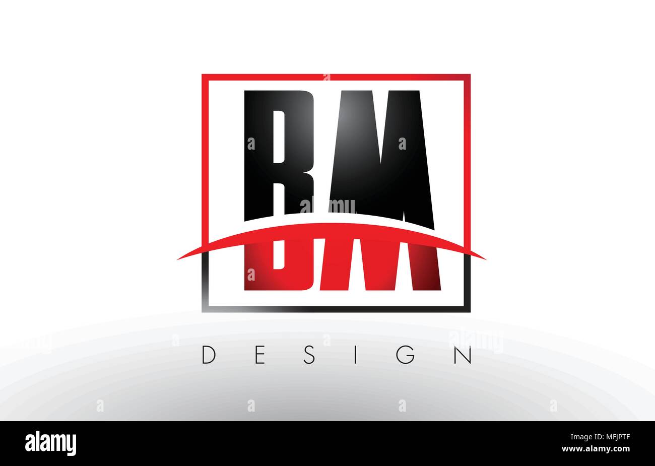 BM B M Logo Letters with Red and Black Colors and Swoosh. Creative Letter Design Vector. Stock Vector
