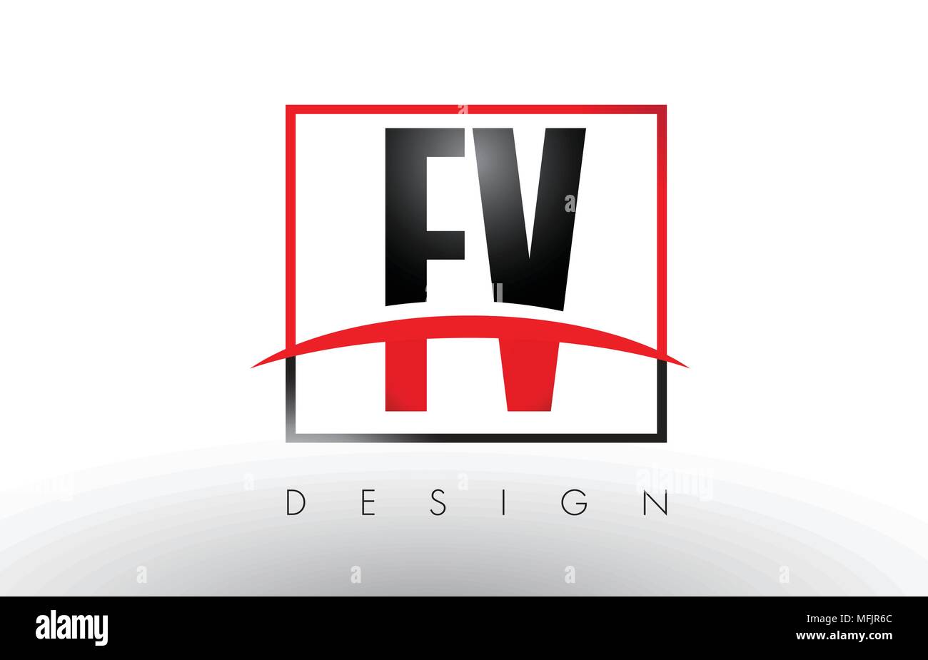 FV F V Logo Letters with Red and Black Colors and Swoosh. Creative ...