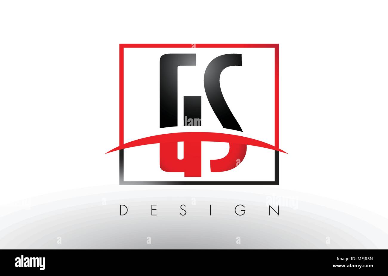 GS G S Logo Letters with Red and Black Colors and Swoosh. Creative Letter Design Vector. Stock Vector