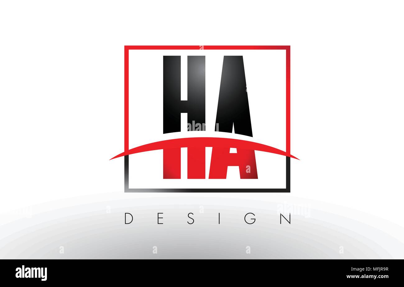 HA H A Logo Letters with Red and Black Colors and Swoosh. Creative Letter Design Vector. Stock Vector