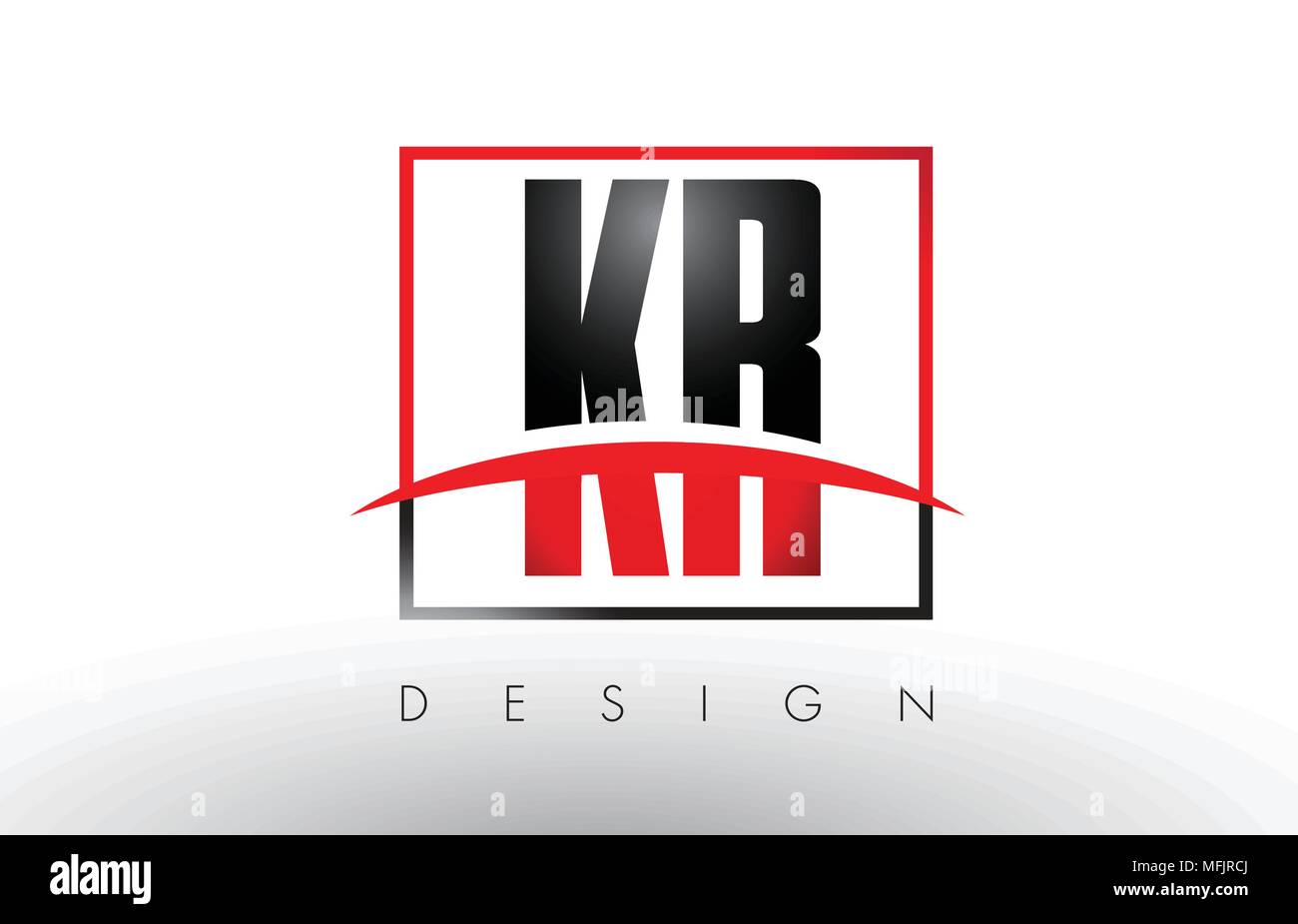 KR K R Logo Letters with Red and Black Colors and Swoosh. Creative ...