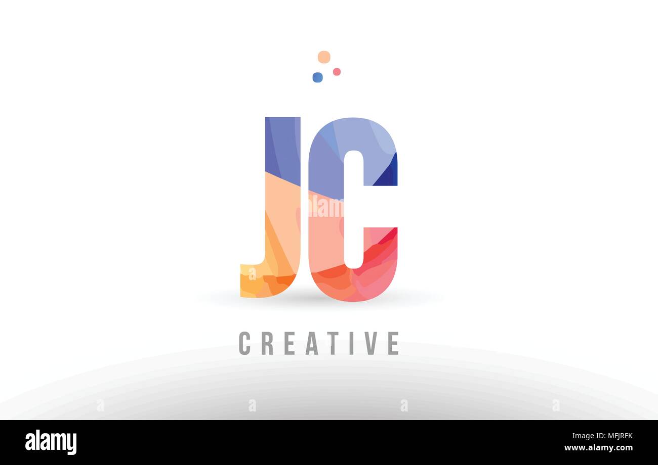 orange blue alphabet letter jc j c logo combination design with dots ...
