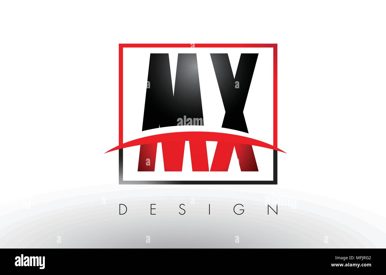 MX M X Logo Letters with Red and Black Colors and Swoosh. Creative Letter Design Vector. Stock Vector