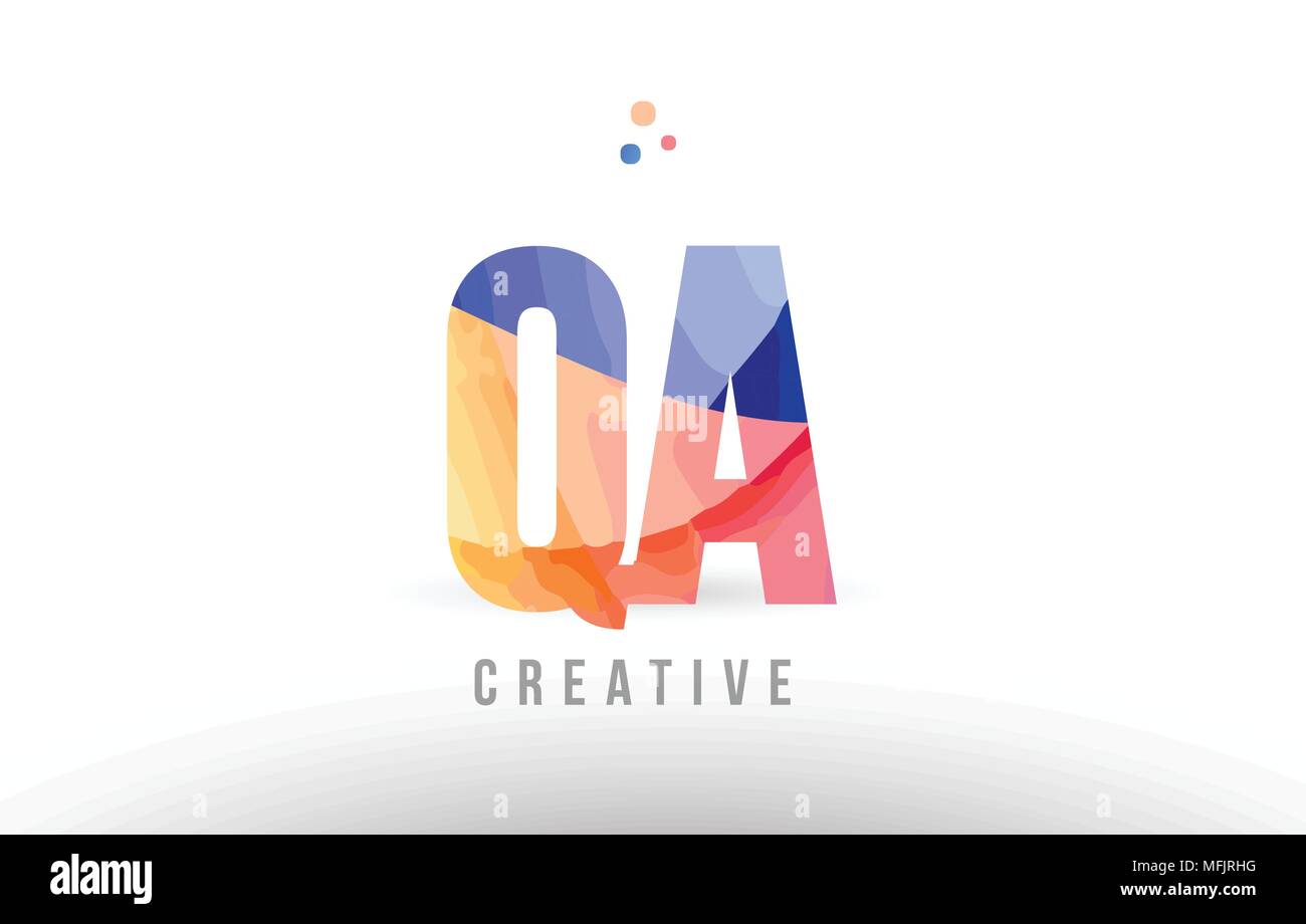 orange blue alphabet letter qa q a logo combination design with dots ...