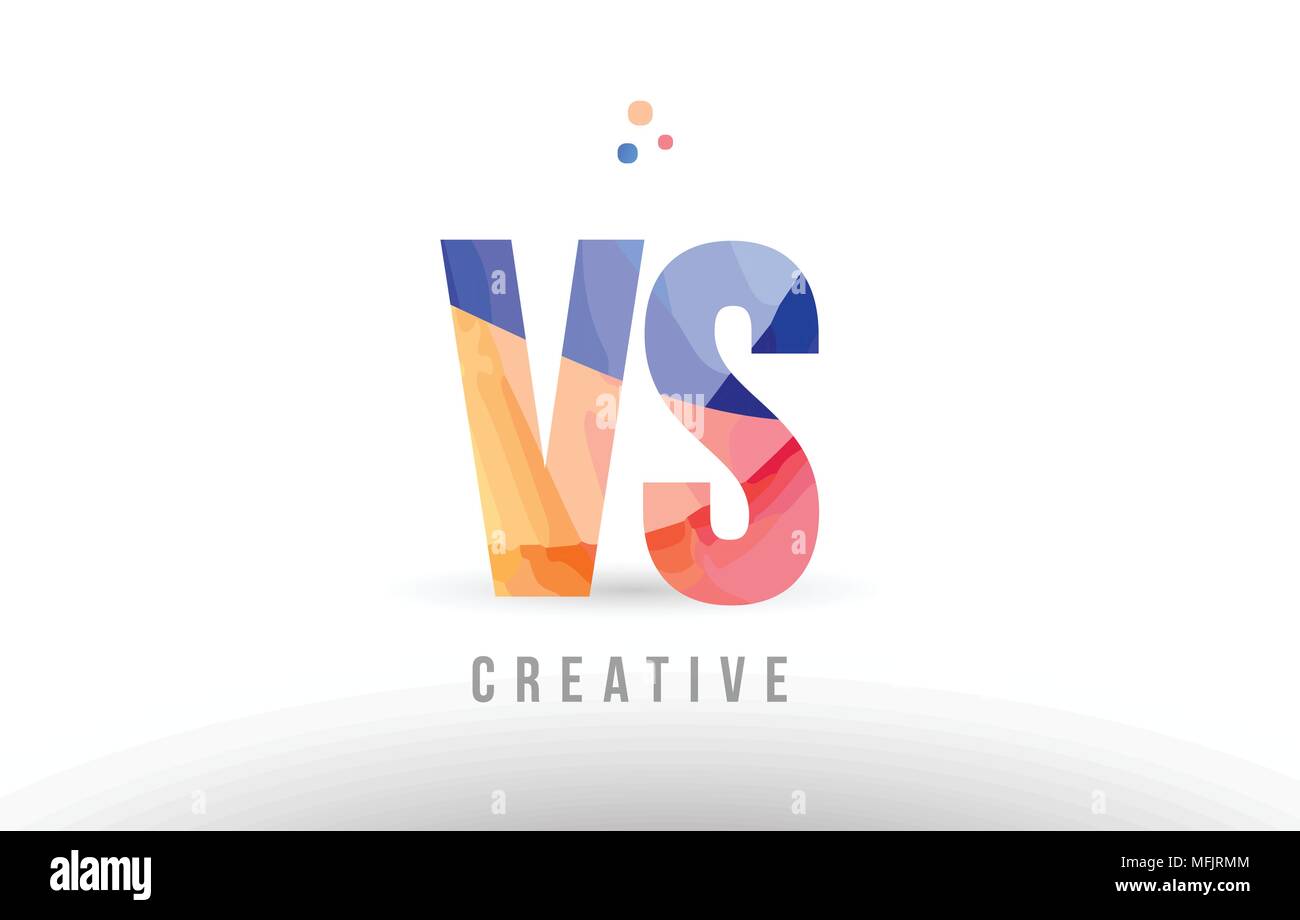 orange blue alphabet letter vs v s logo combination design with dots ...