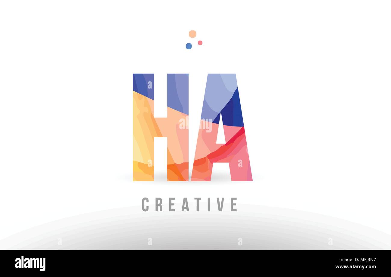 orange blue alphabet letter ha h a logo combination design with dots suitable for a company or business Stock Vector