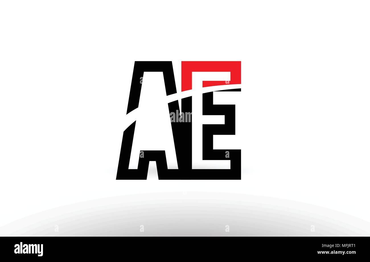 black white and red alphabet letter ae a e logo combination design ...