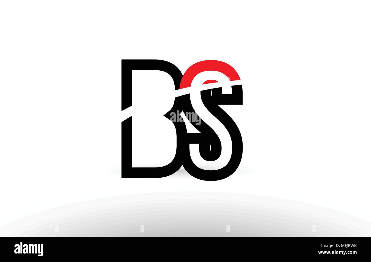 black white and red alphabet letter bs b s logo combination design ...