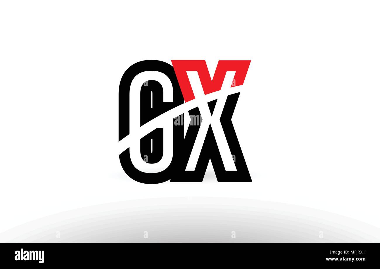 black white and red alphabet letter gx g x logo combination design ...