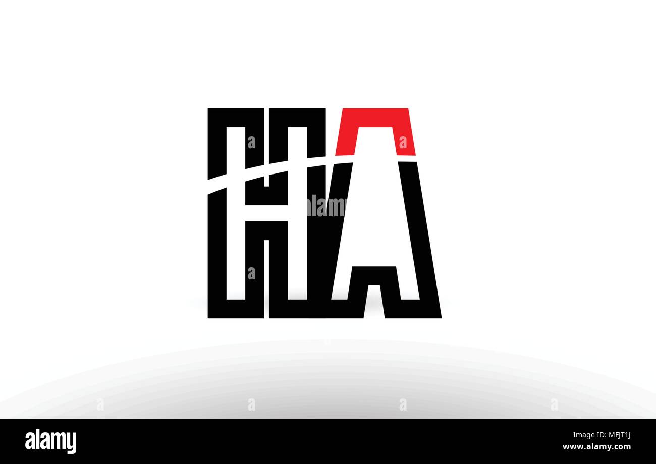 black white and red alphabet letter ha h a logo combination design suitable for a company or business Stock Vector