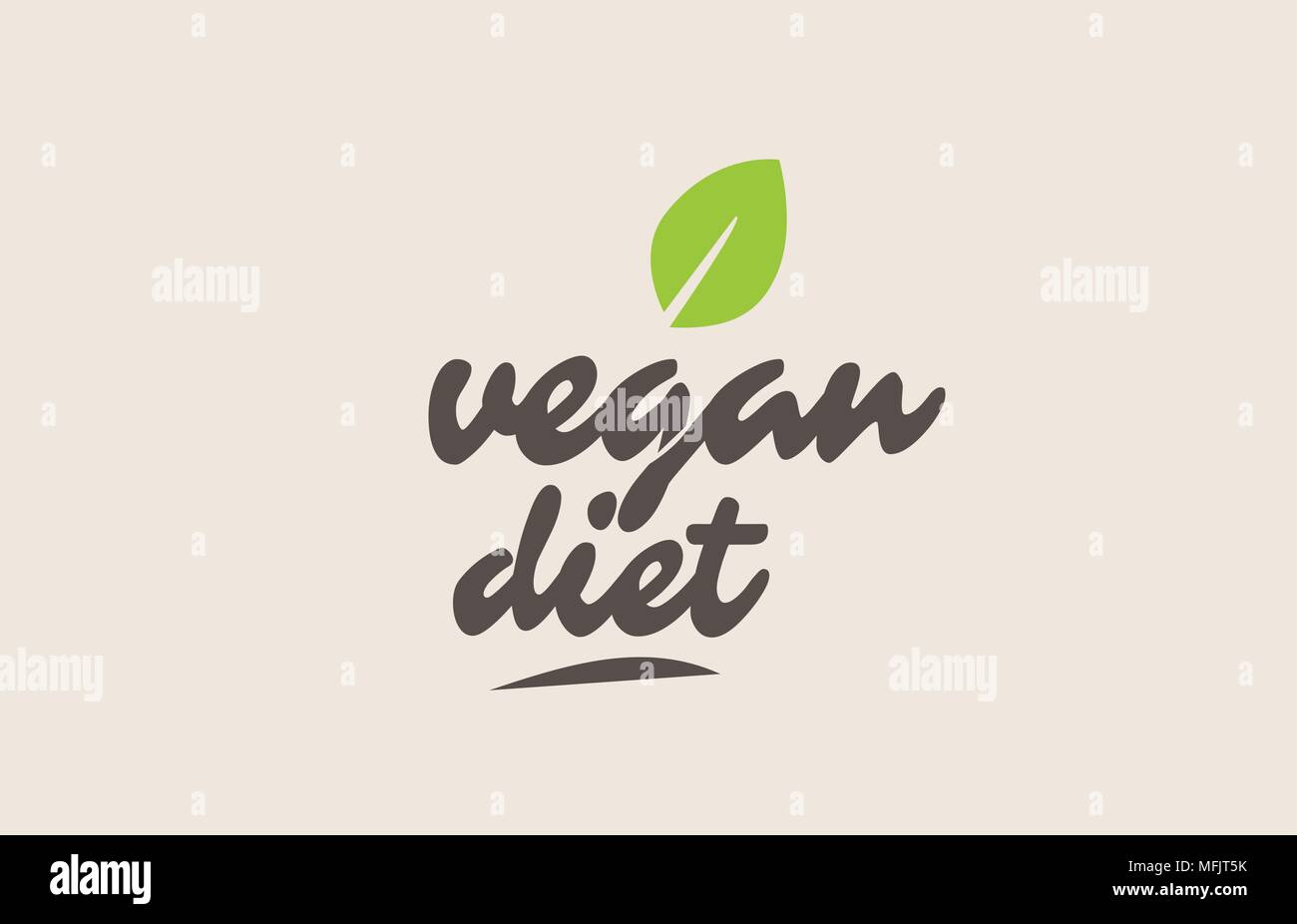 vegan diet word or text with green leaf. Handwritten lettering suitable ...