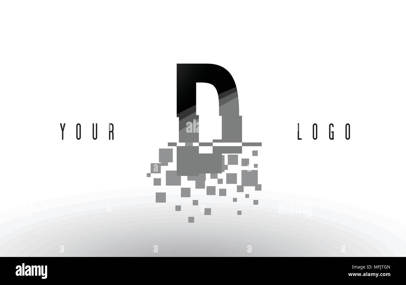 D Pixel Letter Logo with Digital Shattered Black Squares. Creative ...