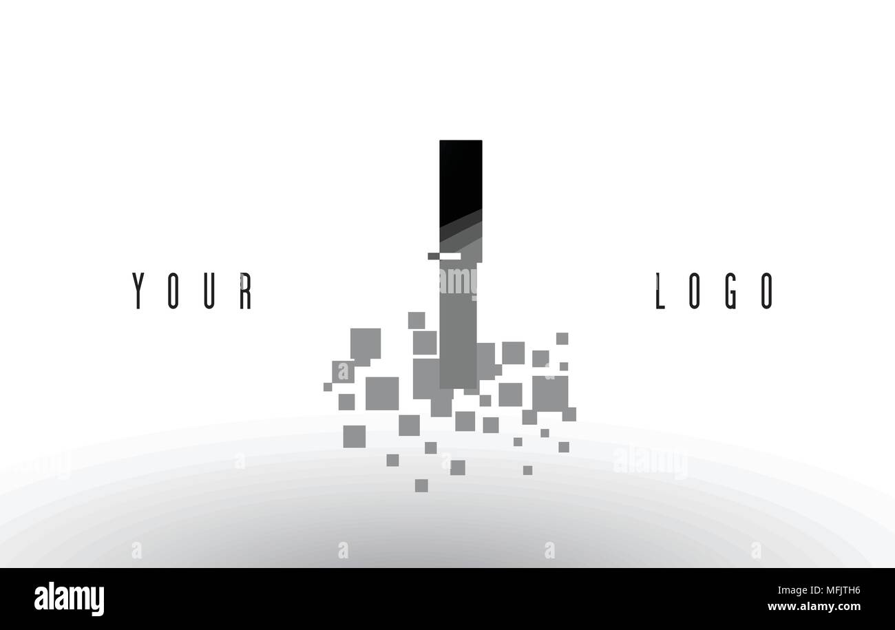 I Pixel Letter Logo with Digital Shattered Black Squares. Creative ...
